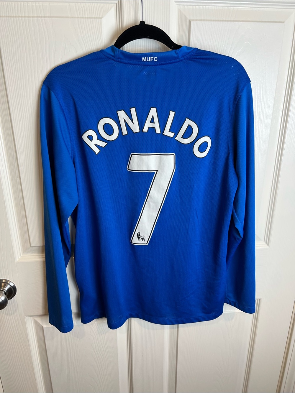 Nike MUFC Christiano Ronaldo #7 Long-Sleeve Men's Soccer Jersey - Blue Large